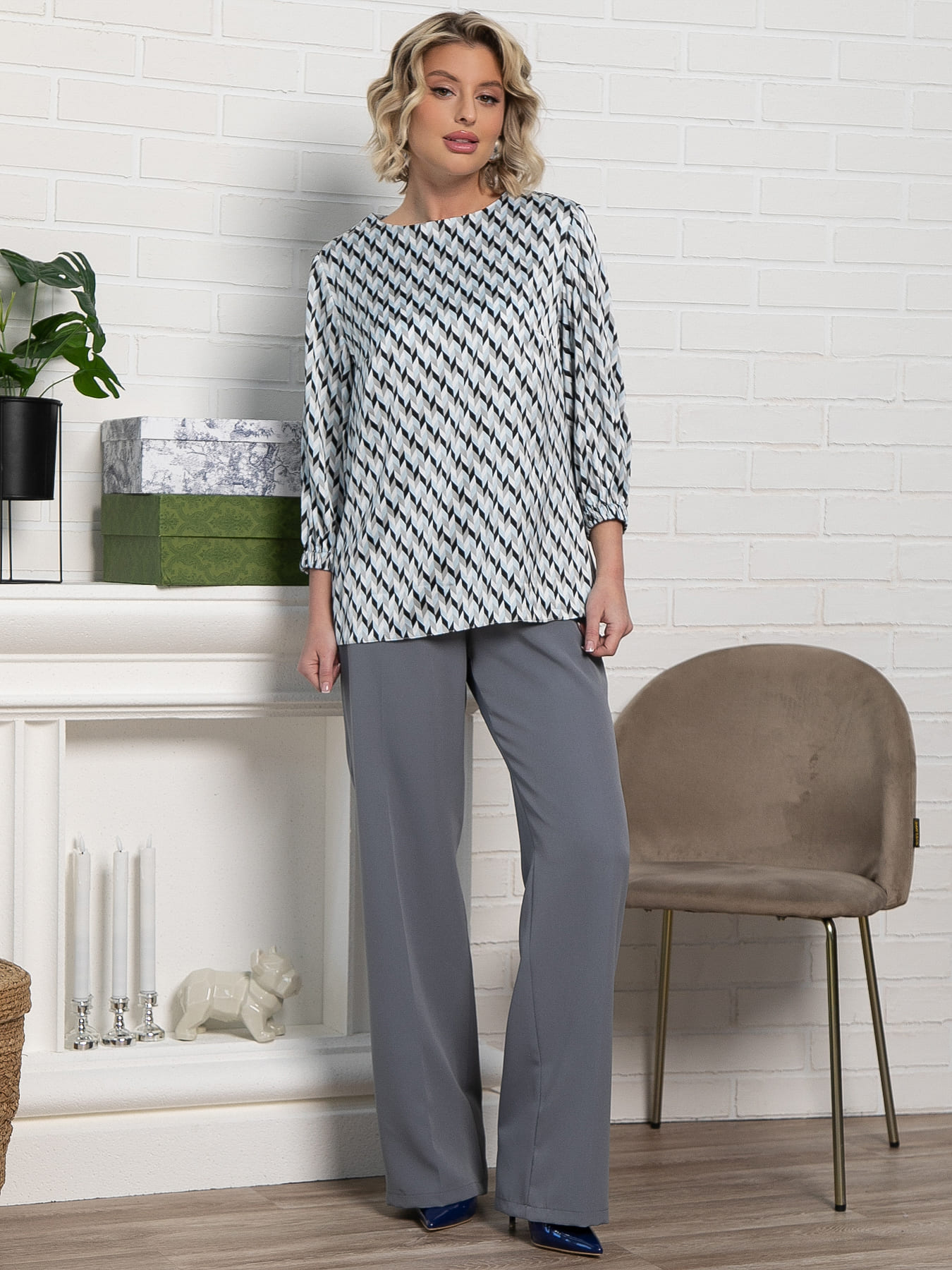 Блузка атласная с принтом LT collection(фото2)