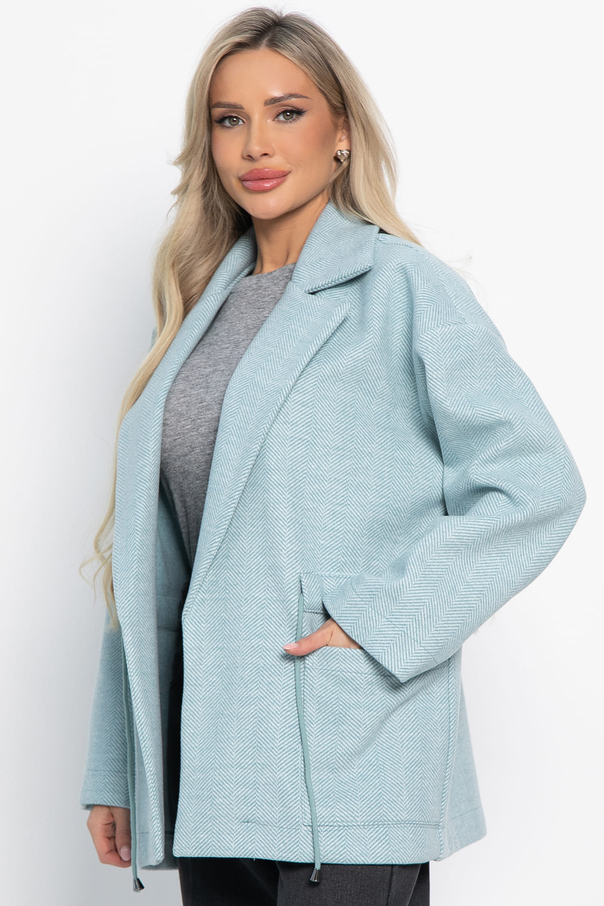 Пальто-пиджак голубого цвета LT collection(фото6)