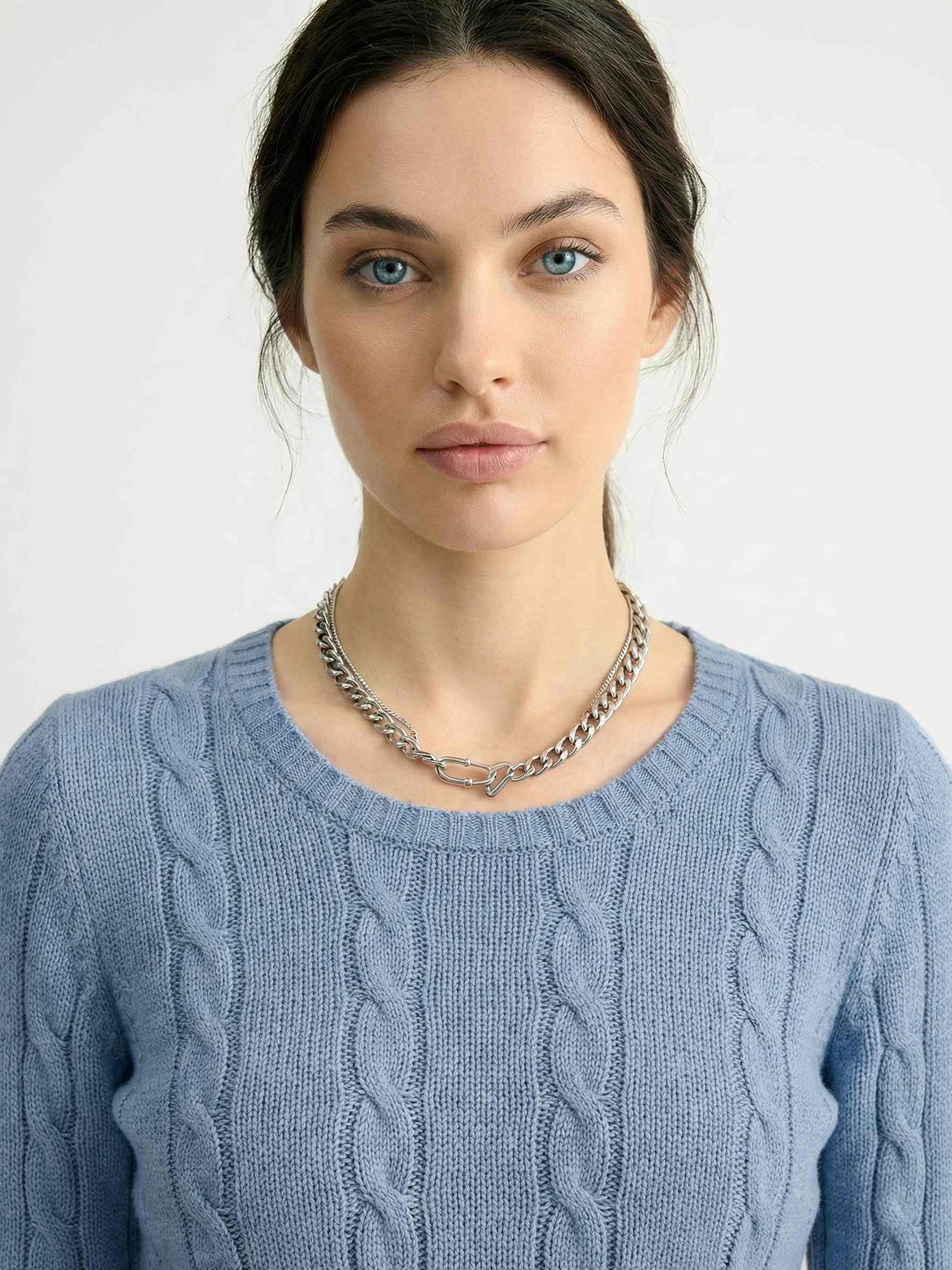 Джемпер вязаный голубого цвета Happychoice(фото3)