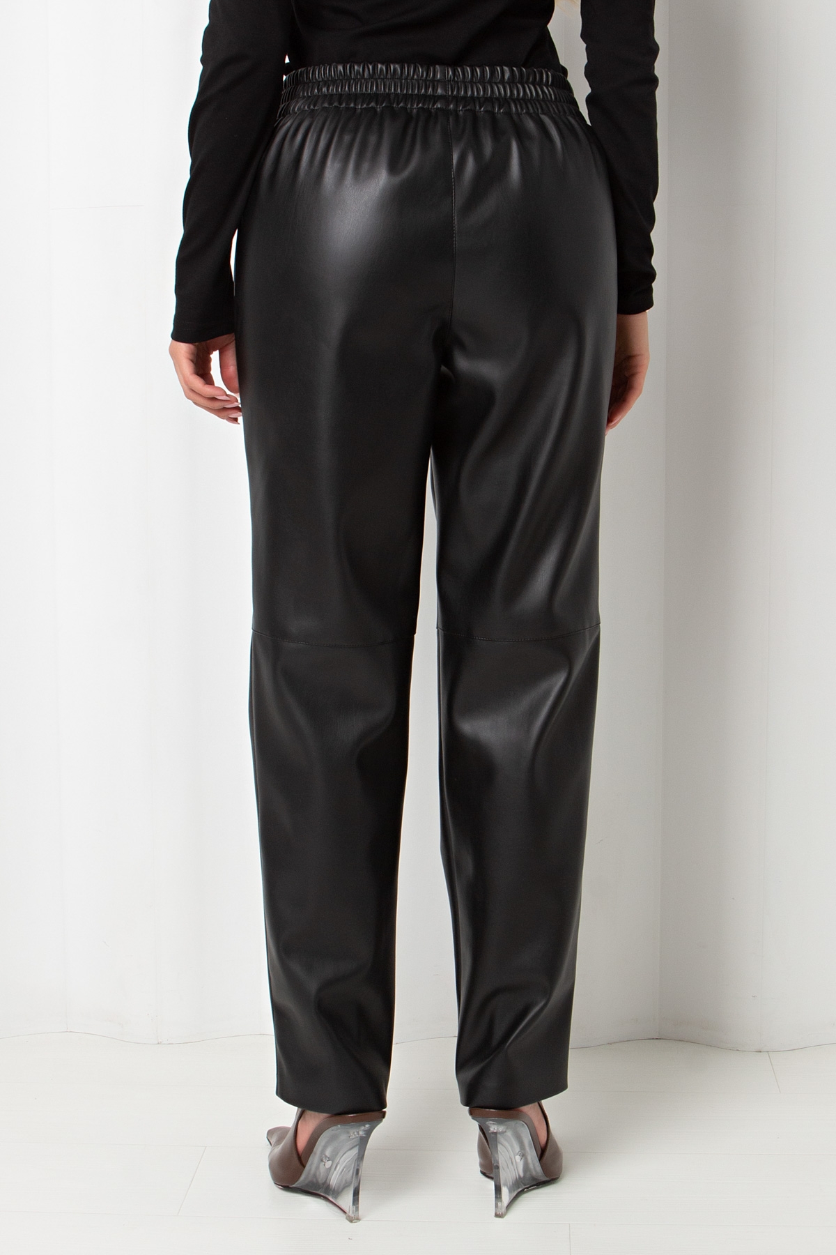 Брюки чёрные из экокожи Карли №2 Valentina(фото9)