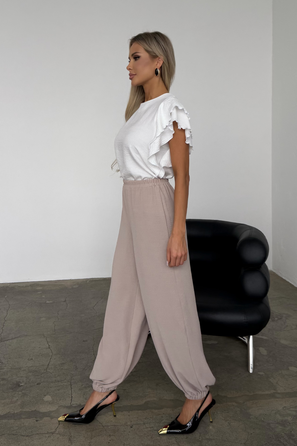 Брюки-алладины бежевые Алладин №5 Valentina(фото6)