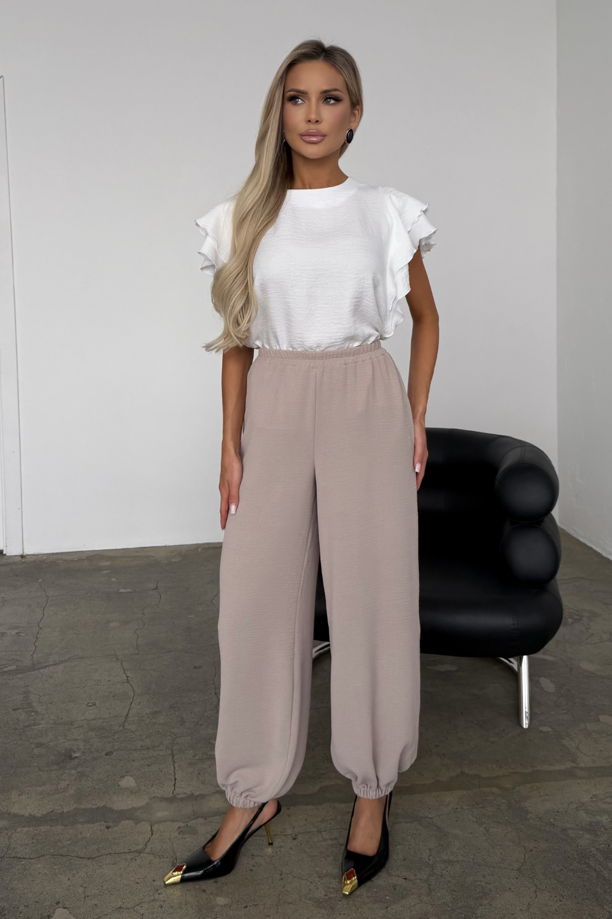 Брюки-алладины бежевые Алладин №5 Valentina(фото7)