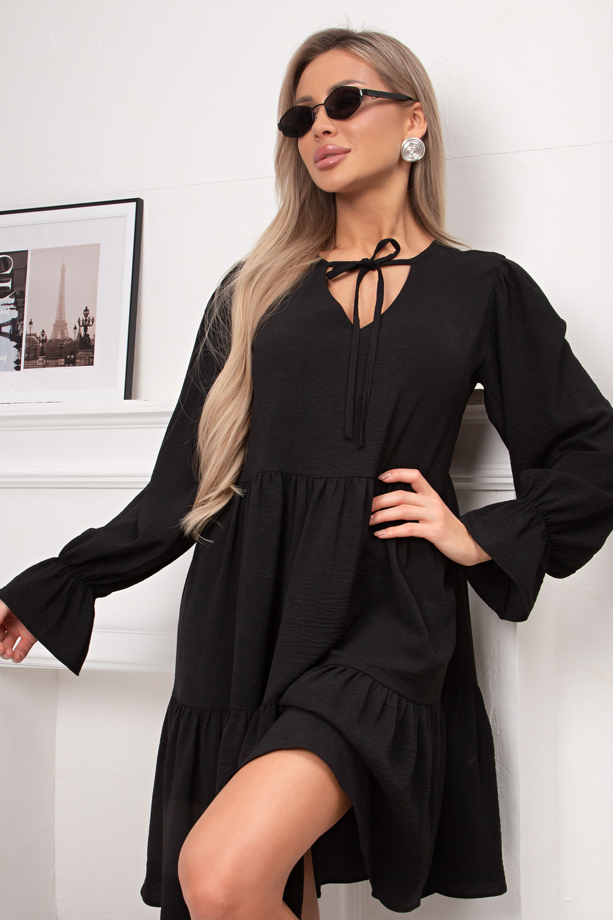 Платье чёрное А-силуэта Ванда №1 Valentina(фото8)