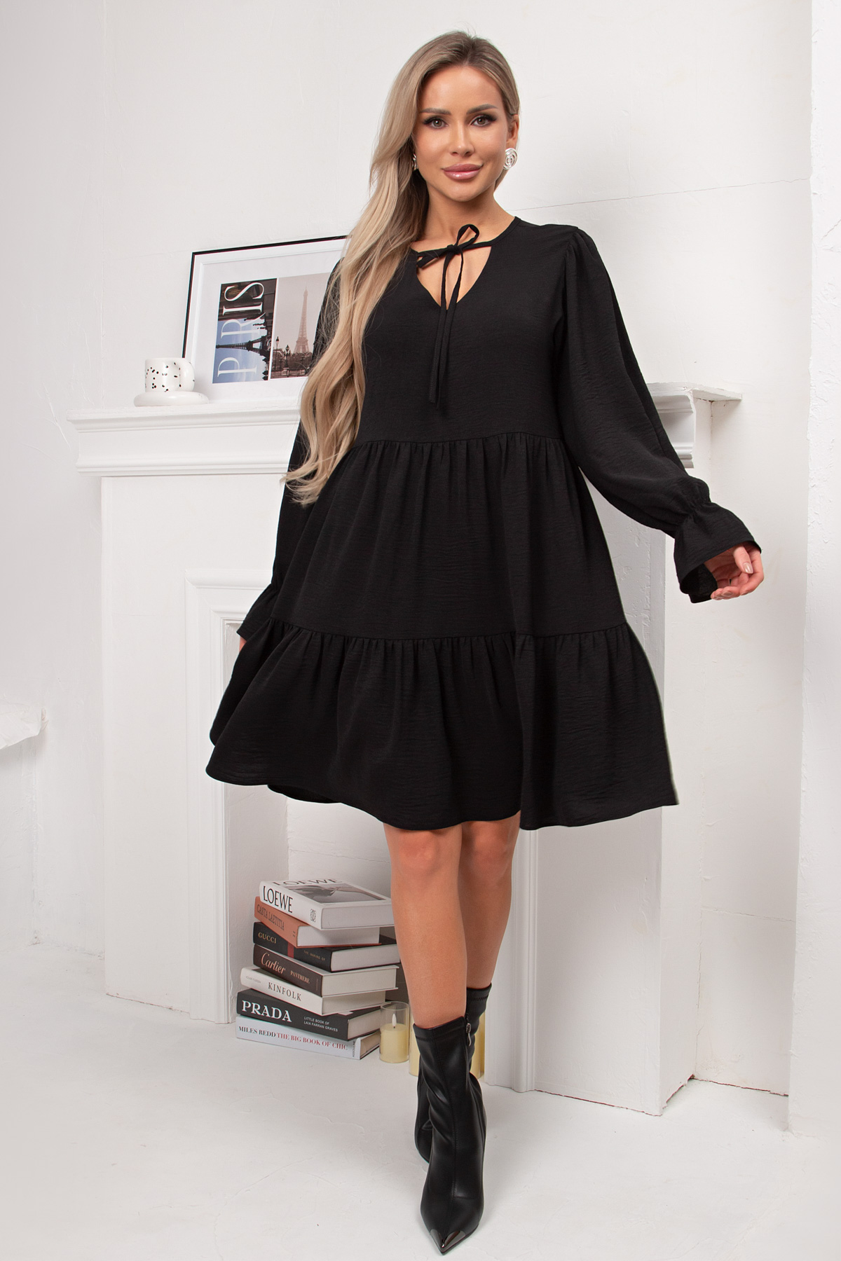 Платье чёрное А-силуэта Ванда №1 Valentina(фото2)