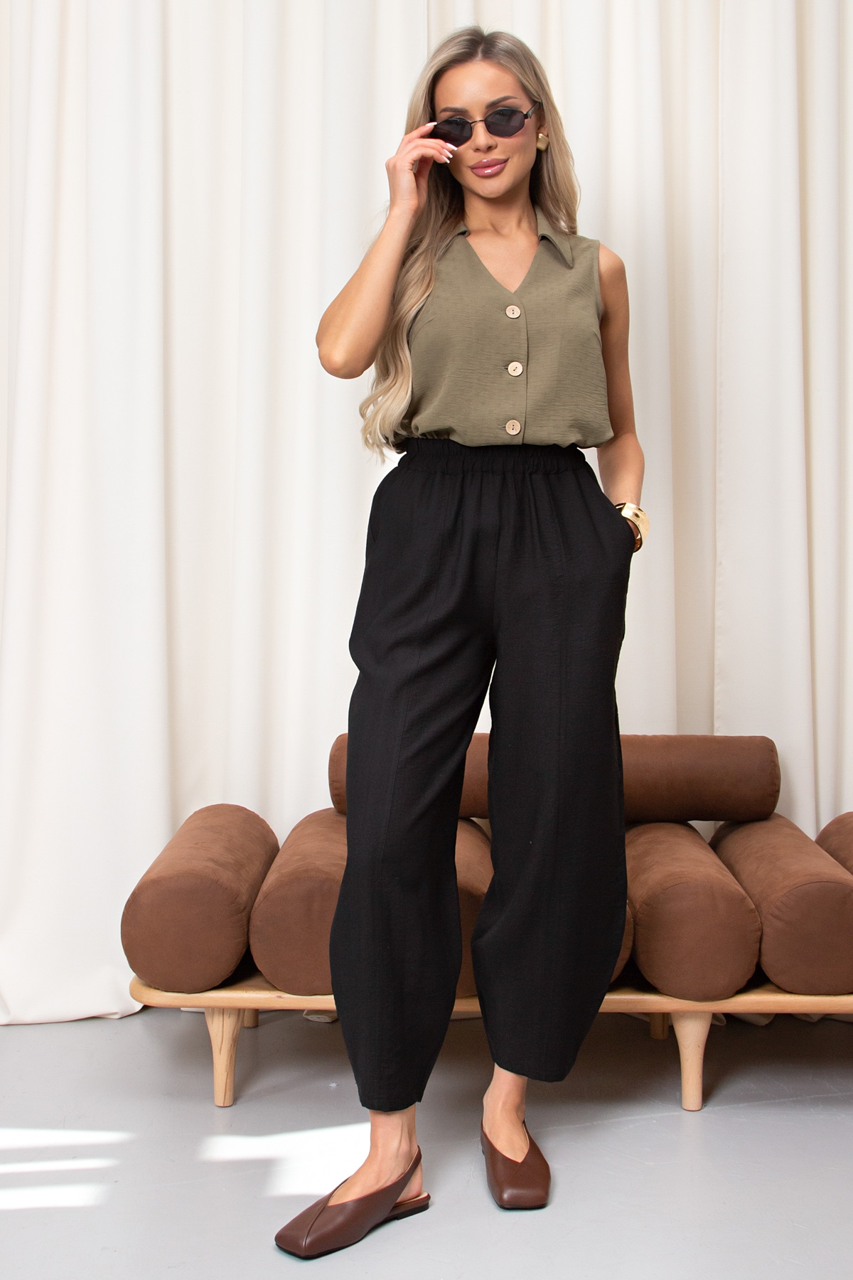 Брюки-бананы чёрного цвета Дороти №1 Valentina(фото2)