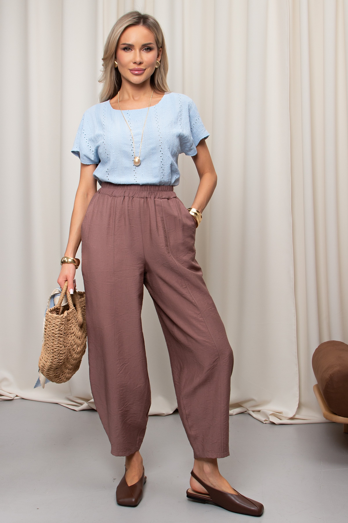 Брюки-бананы коричневого цвета Дороти №2 Valentina