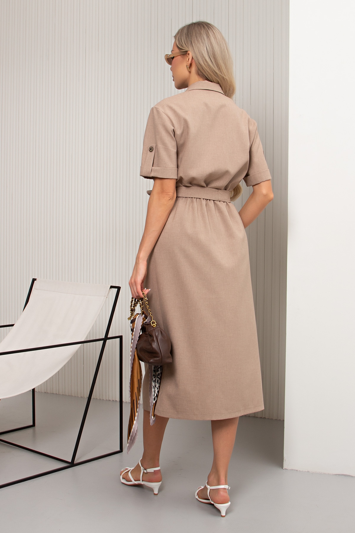 Платье светло-коричневое в стиле сафари Рут №2 Valentina(фото6)