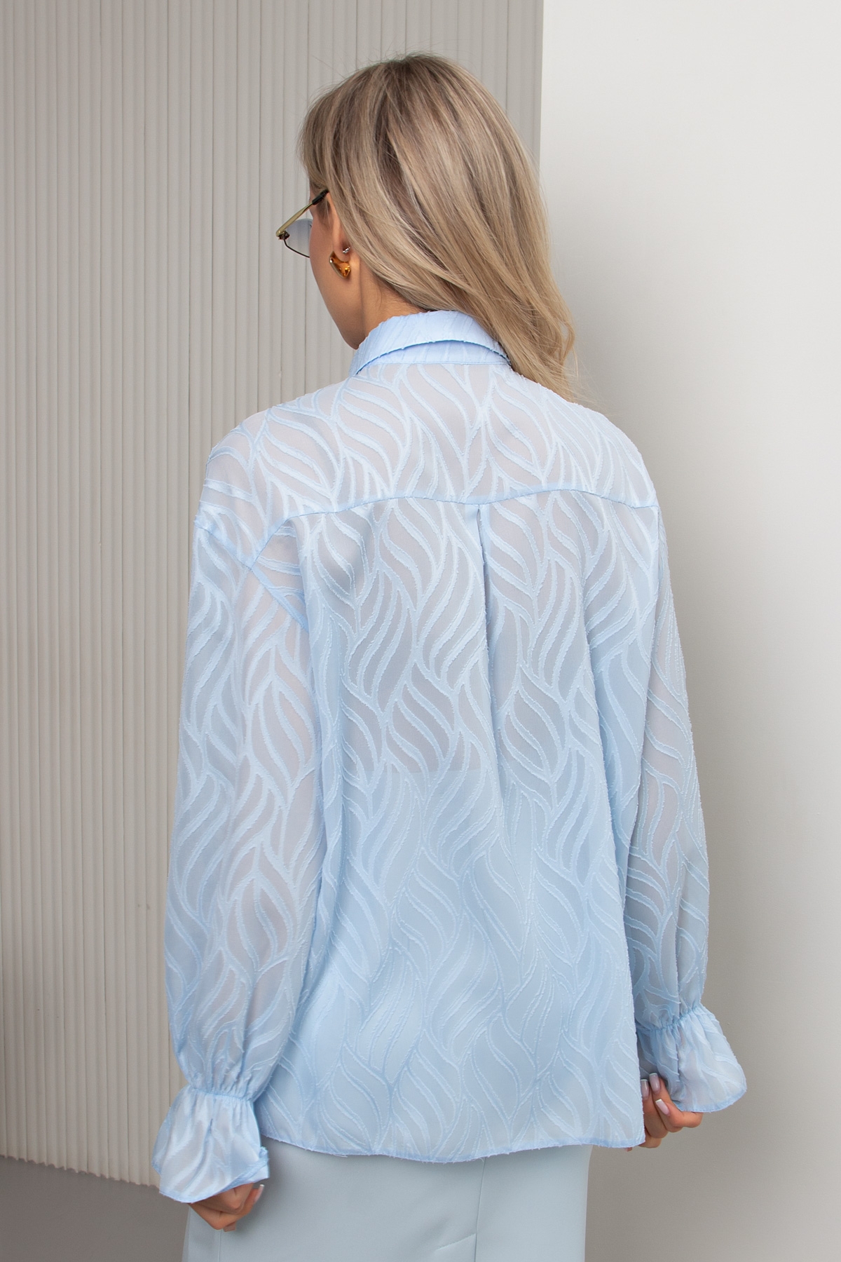 Блузка шифоновая голубого цвета Мария №2 Valentina(фото5)