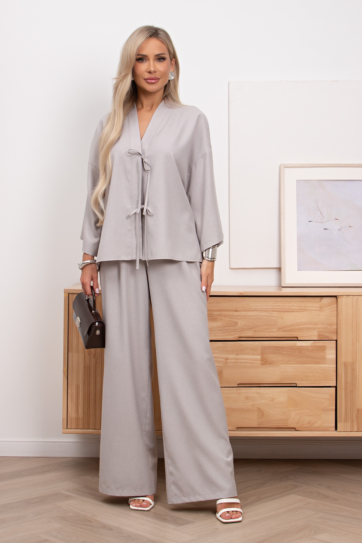 Костюм-двойка серый с брюками Юкка №1 Valentina(фото2)