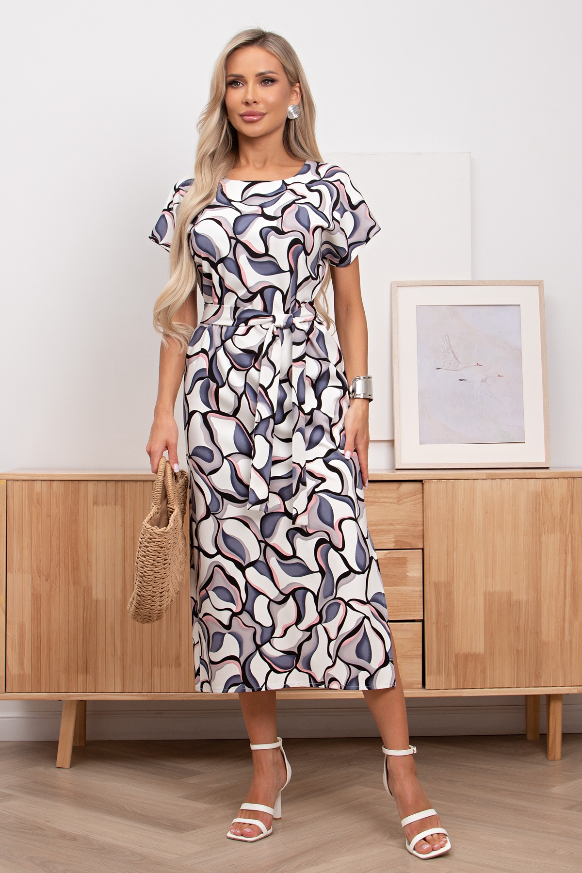 Платье трикотажное с поясом Октавия №14 Valentina(фото2)