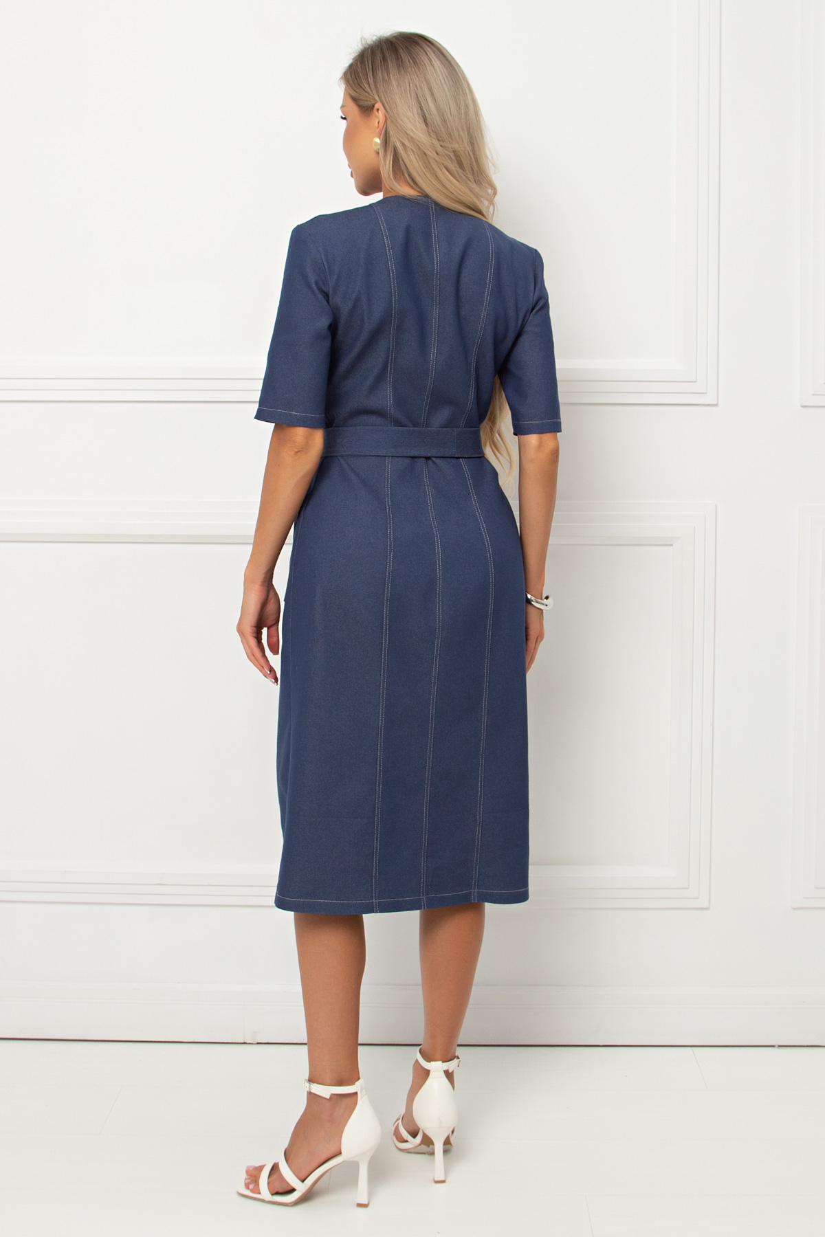 Платье синее из джинсы с поясом Джойс №1 Valentina(фото7)