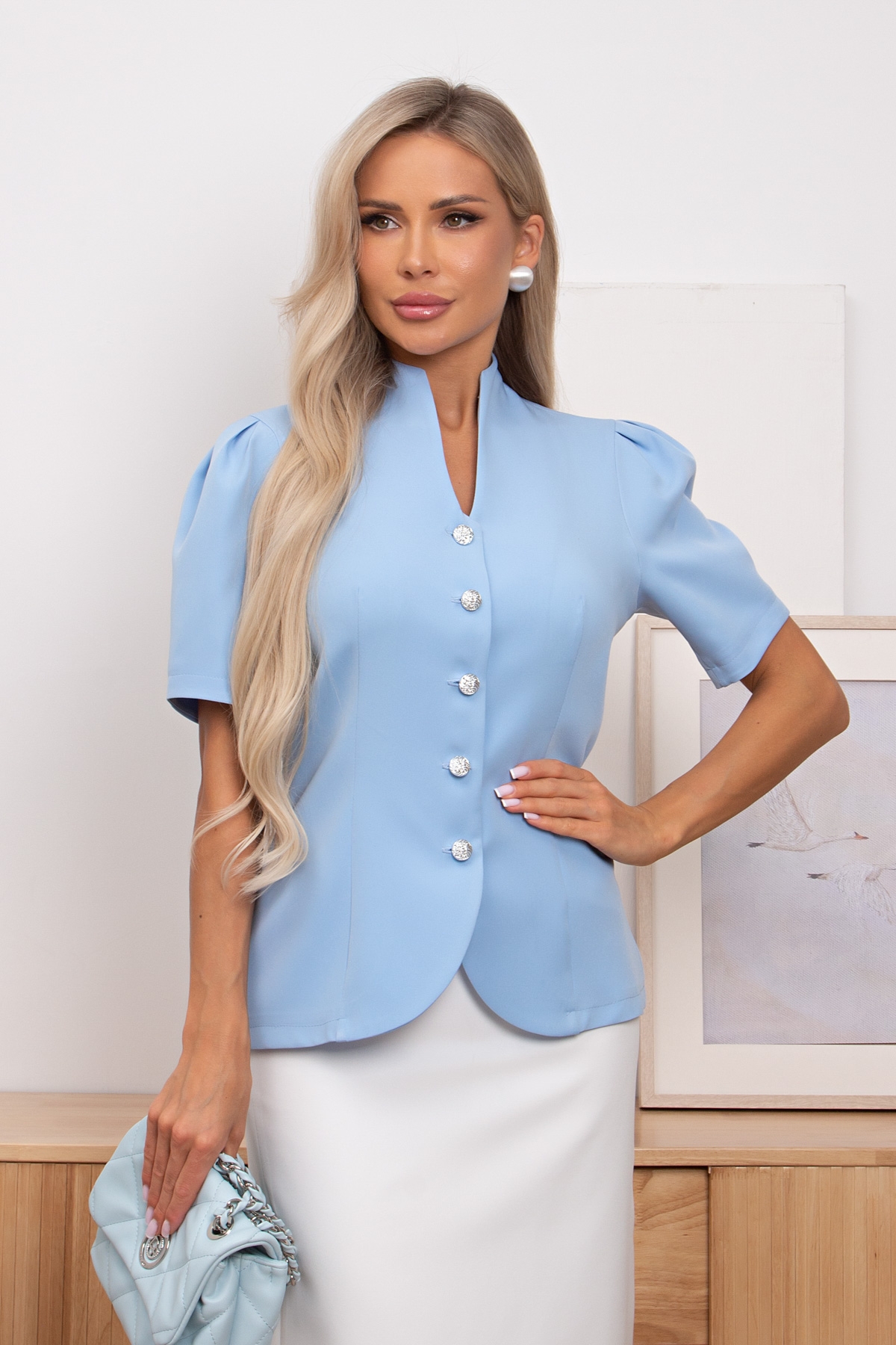 Жакет с рукавом-фонарик голубого цвета Анис №5 Valentina(фото3)