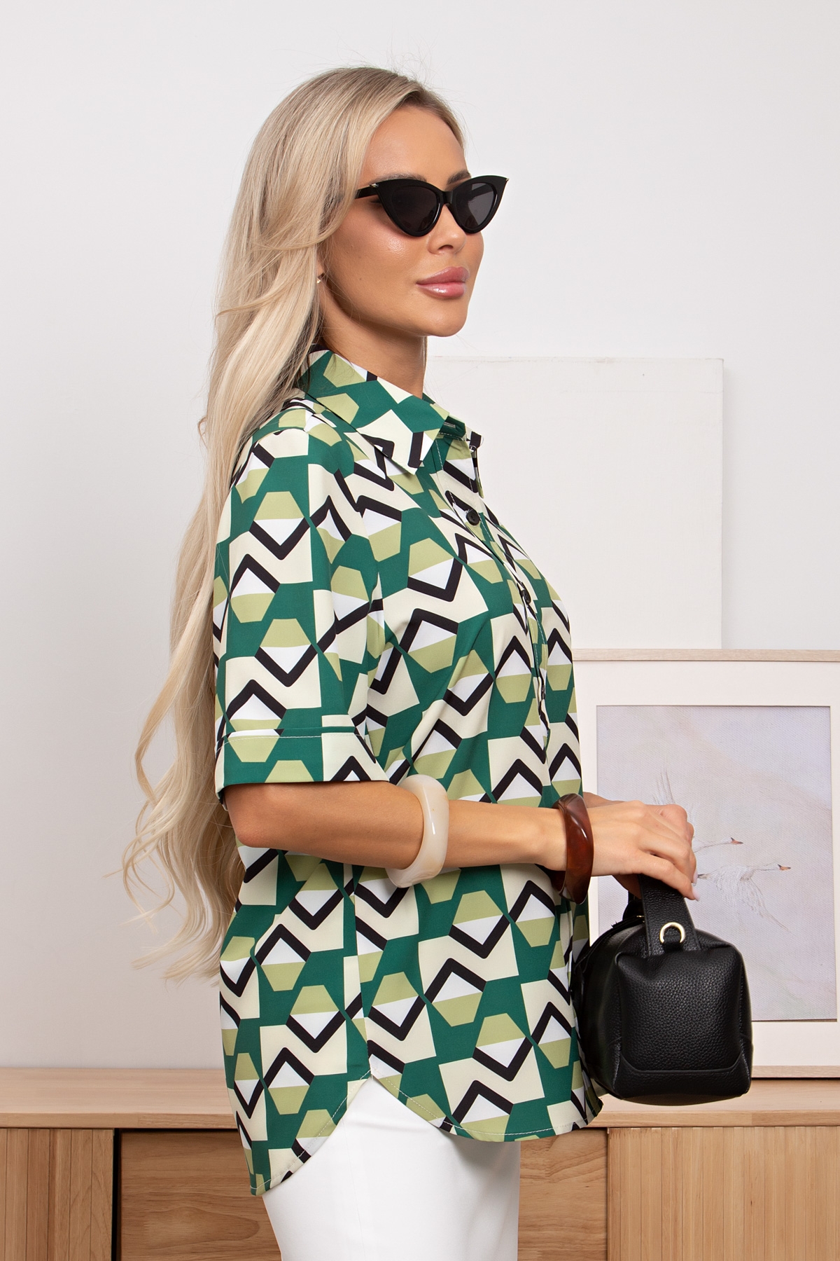 Рубашка женская с абстрактным принтом Оливи №3 Valentina(фото4)