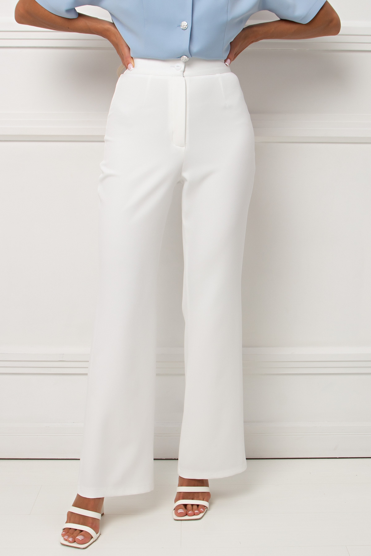 Брюки белые на каждый день Юлия №1 Valentina(фото6)