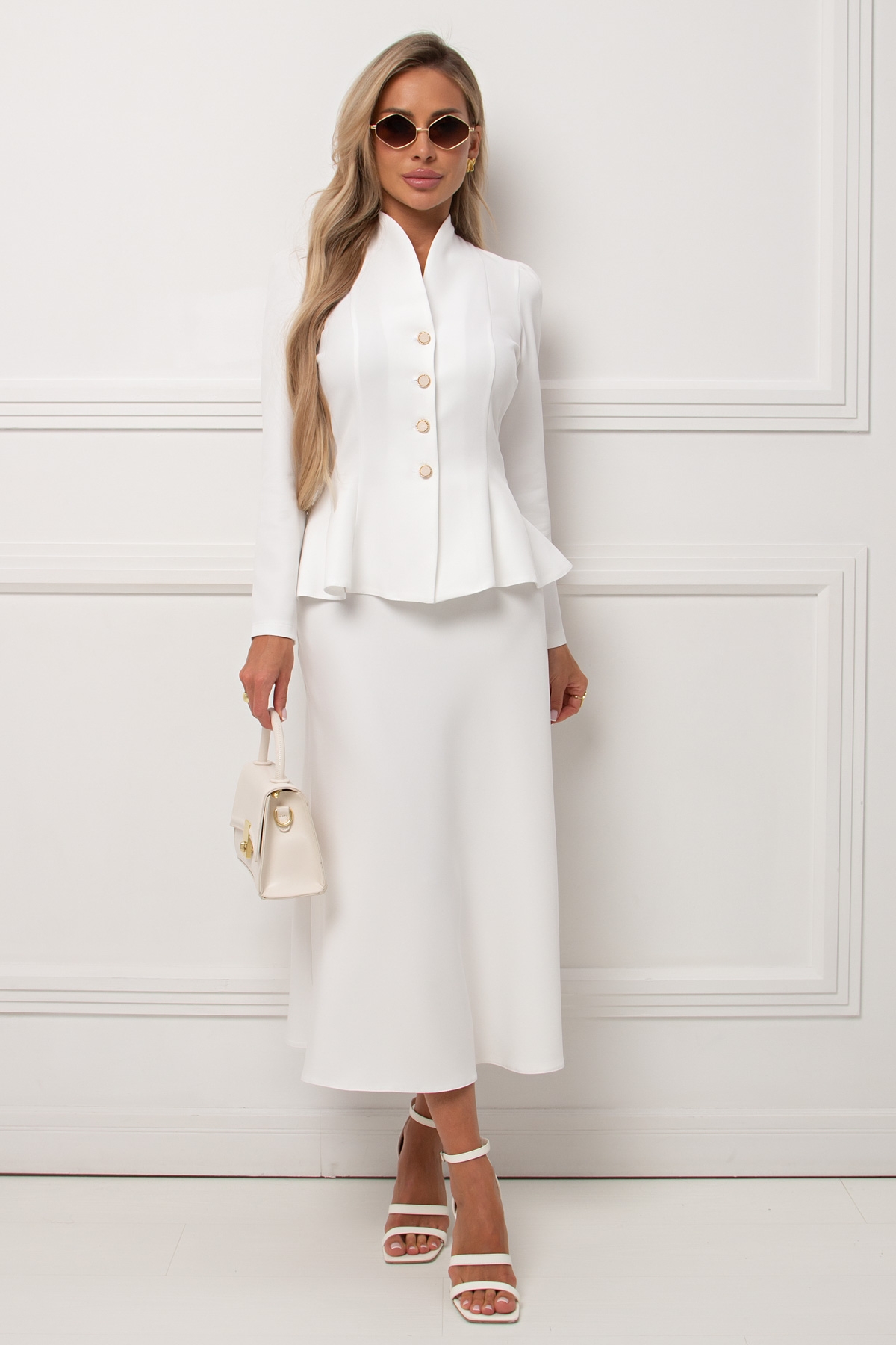 Жакет белый с баской Бланка №2 Valentina(фото6)