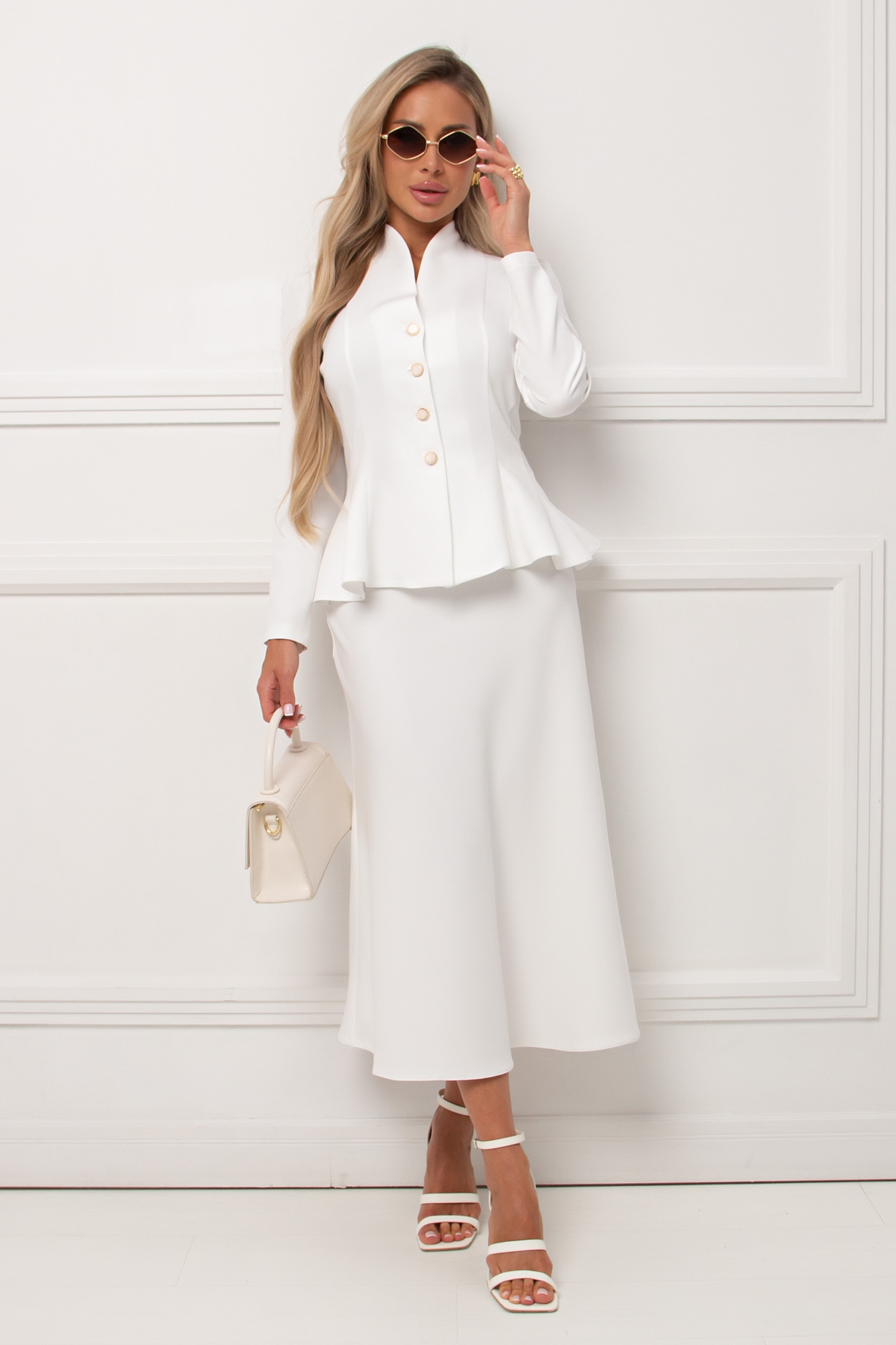 Жакет белый с баской Бланка №2 Valentina(фото2)