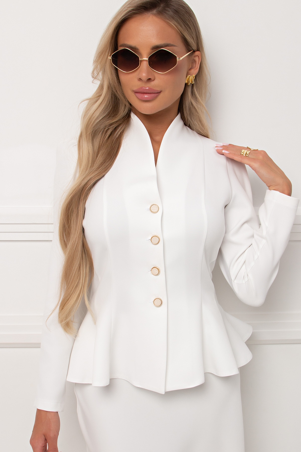 Жакет белый с баской Бланка №2 Valentina(фото3)