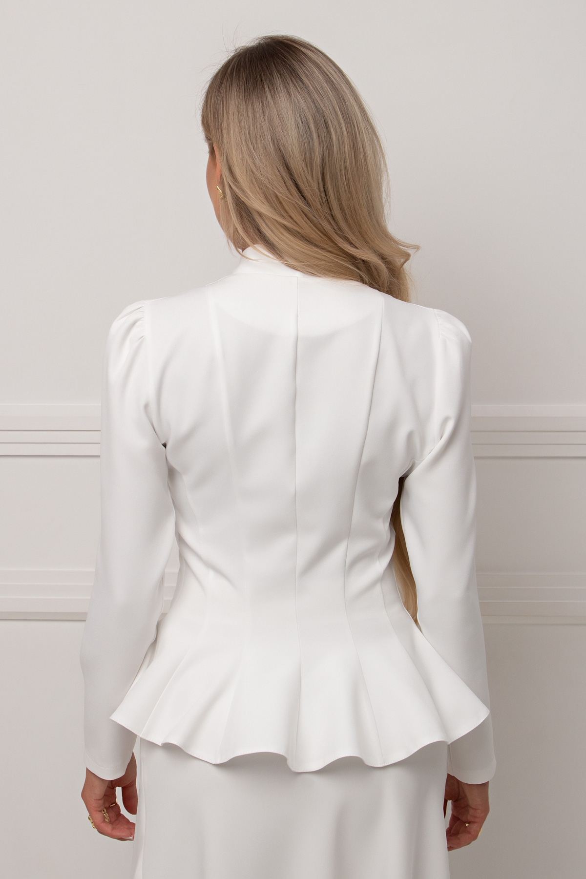 Жакет белый с баской Бланка №2 Valentina(фото8)