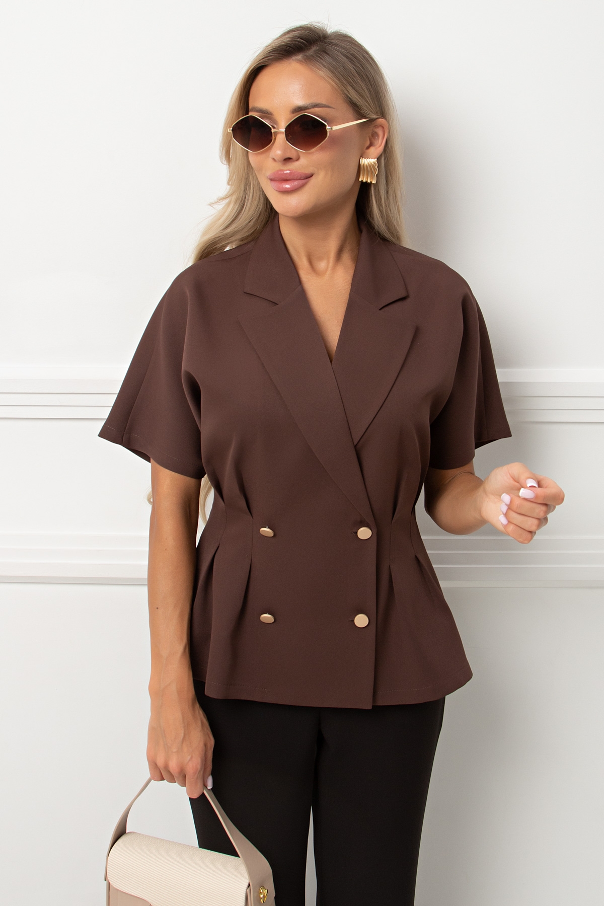 Жакет с короткими рукавами в шоколадном цвете Абелия №11 Valentina
