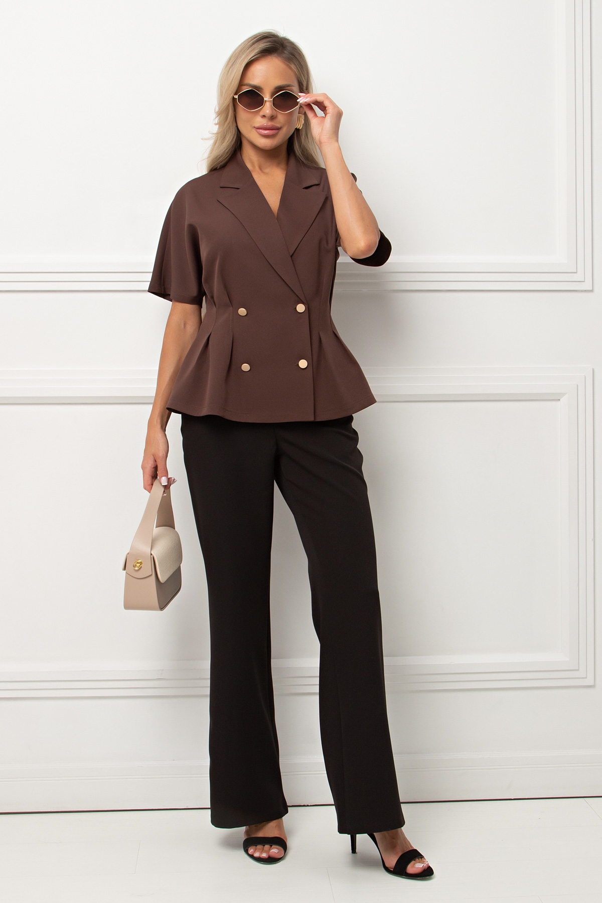 Жакет с короткими рукавами в шоколадном цвете Абелия №11 Valentina(фото4)