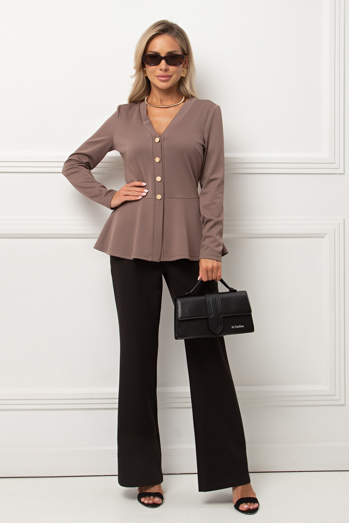 Жакет трикотажный с баской Фелиция №1 Valentina(фото4)