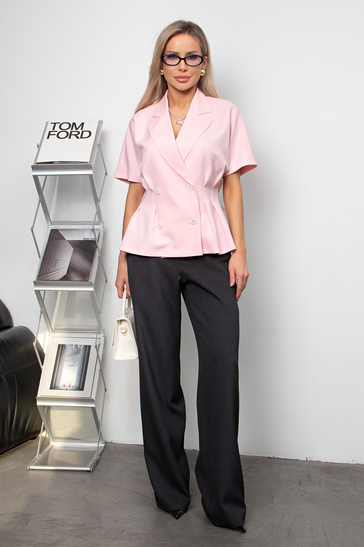 Жакет нежно-розовый с короткими рукавами Абелия №8 Valentina(фото2)