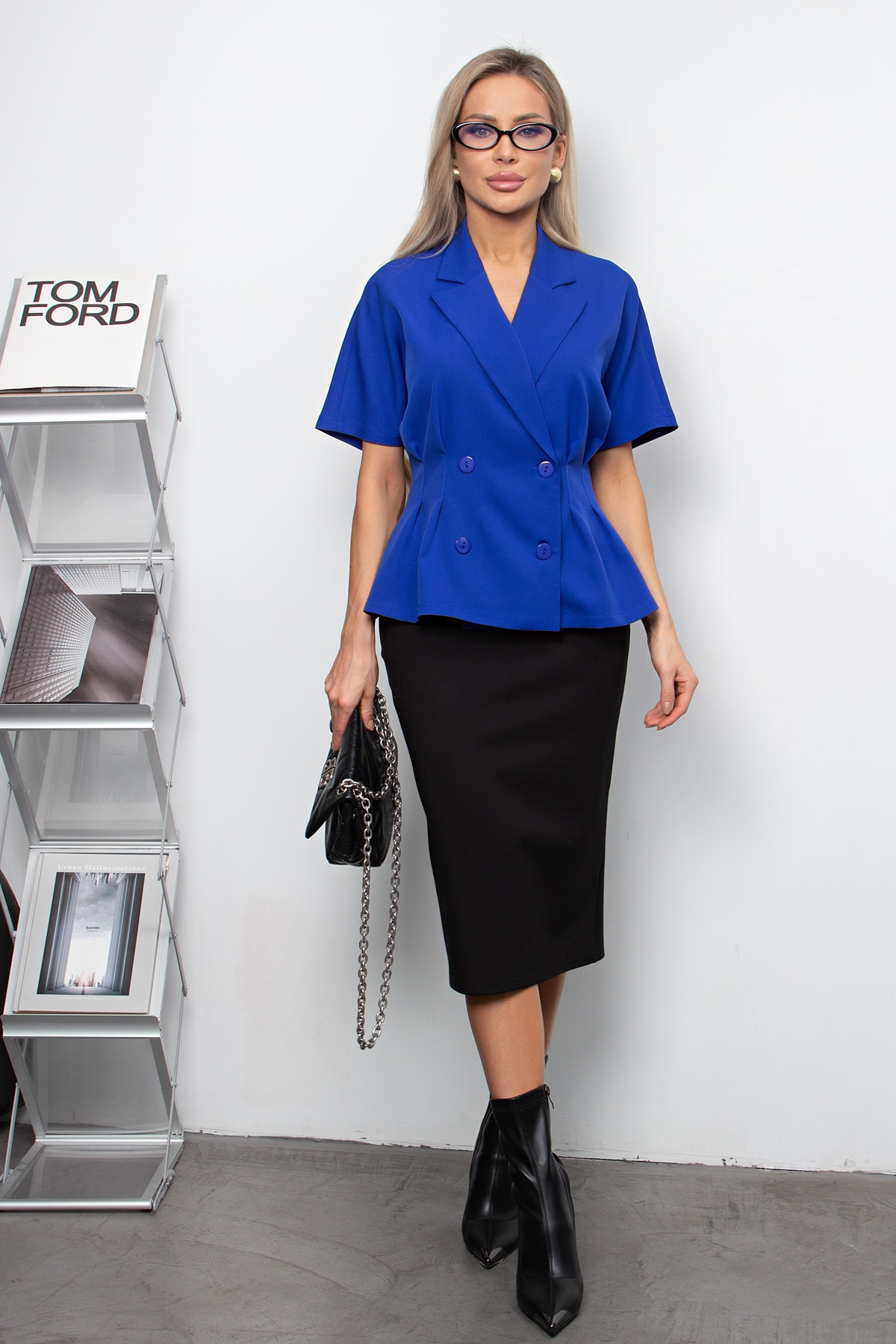 Жакет с короткими рукавами в цвете электрик Абелия №10 Valentina(фото3)