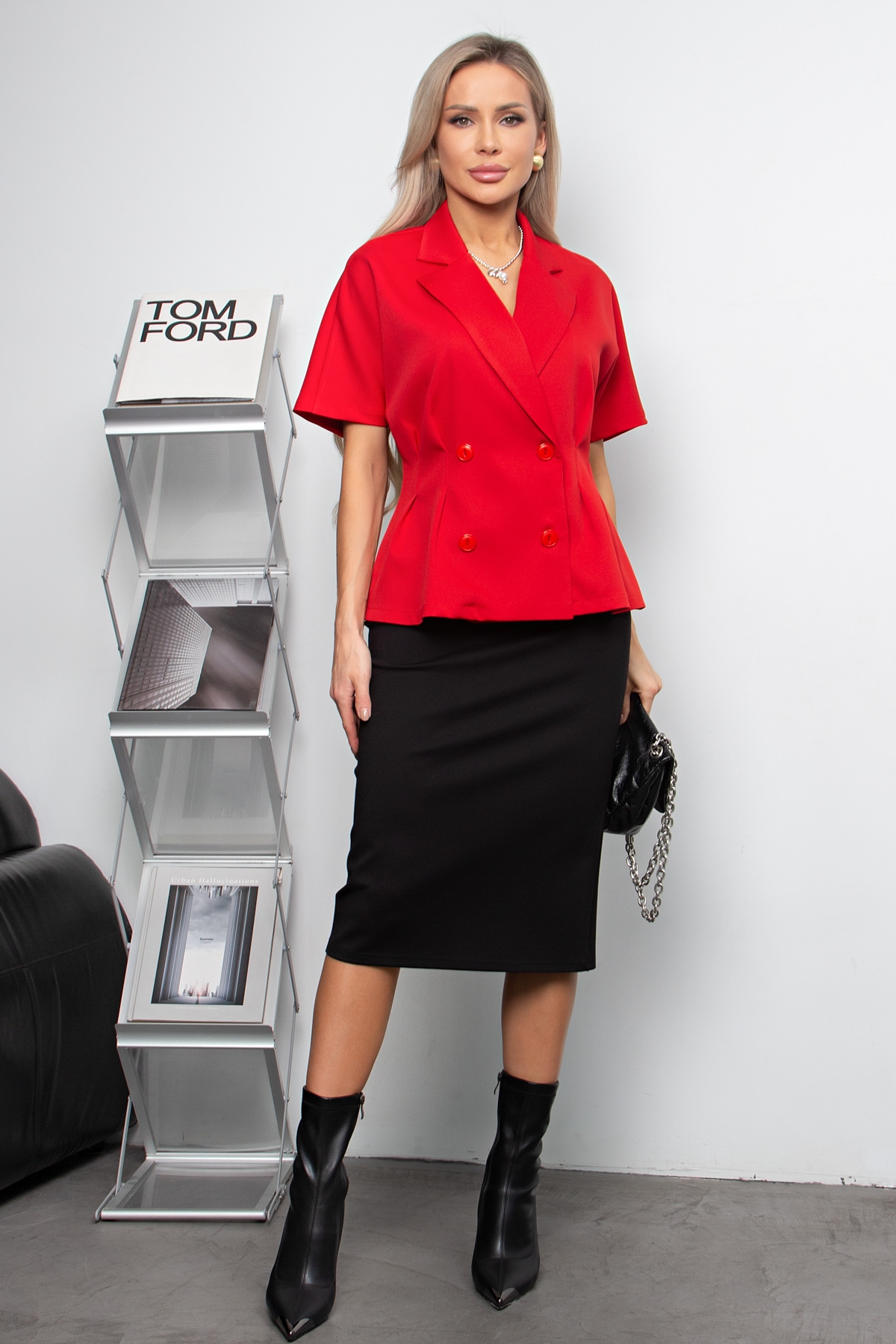 Жакет с короткими рукавами в красном цвете Абелия №9 Valentina(фото4)