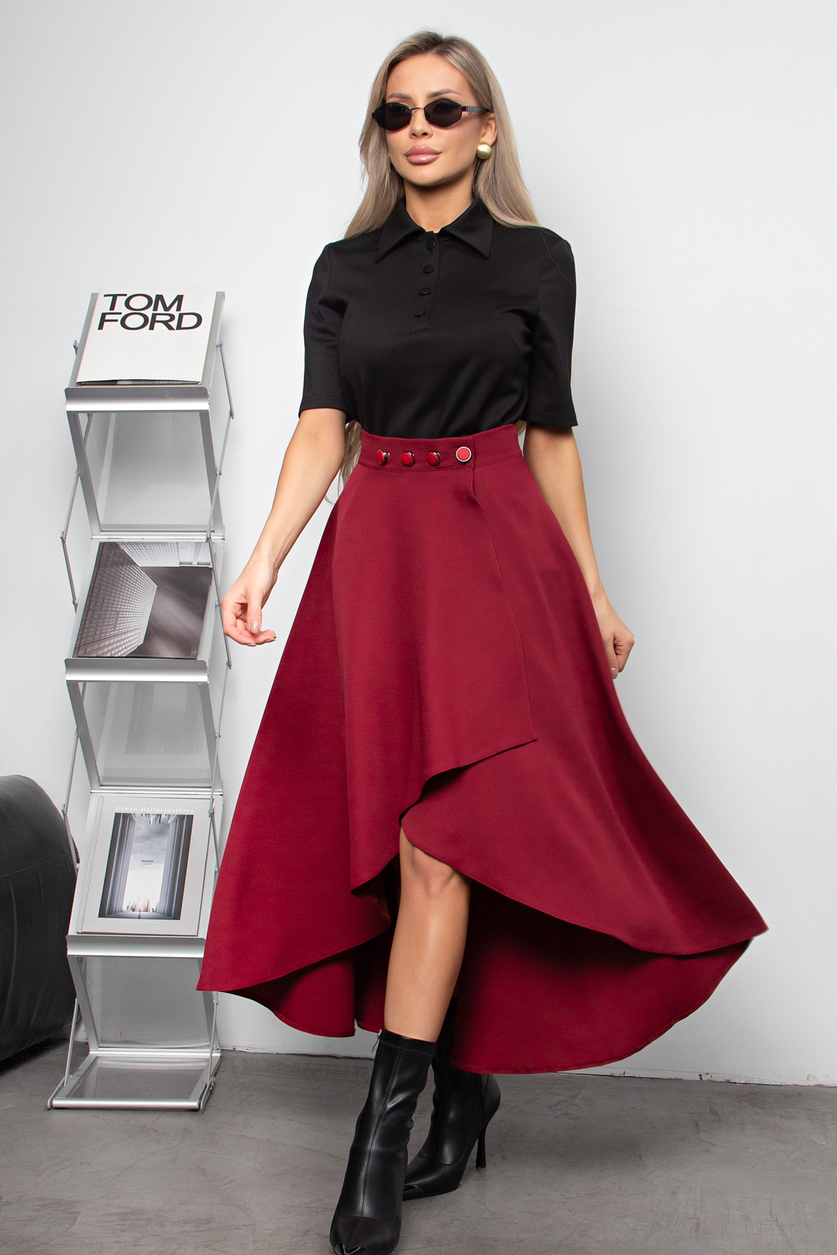 Юбка бордовая на запах Эмбер №1 Valentina(фото4)