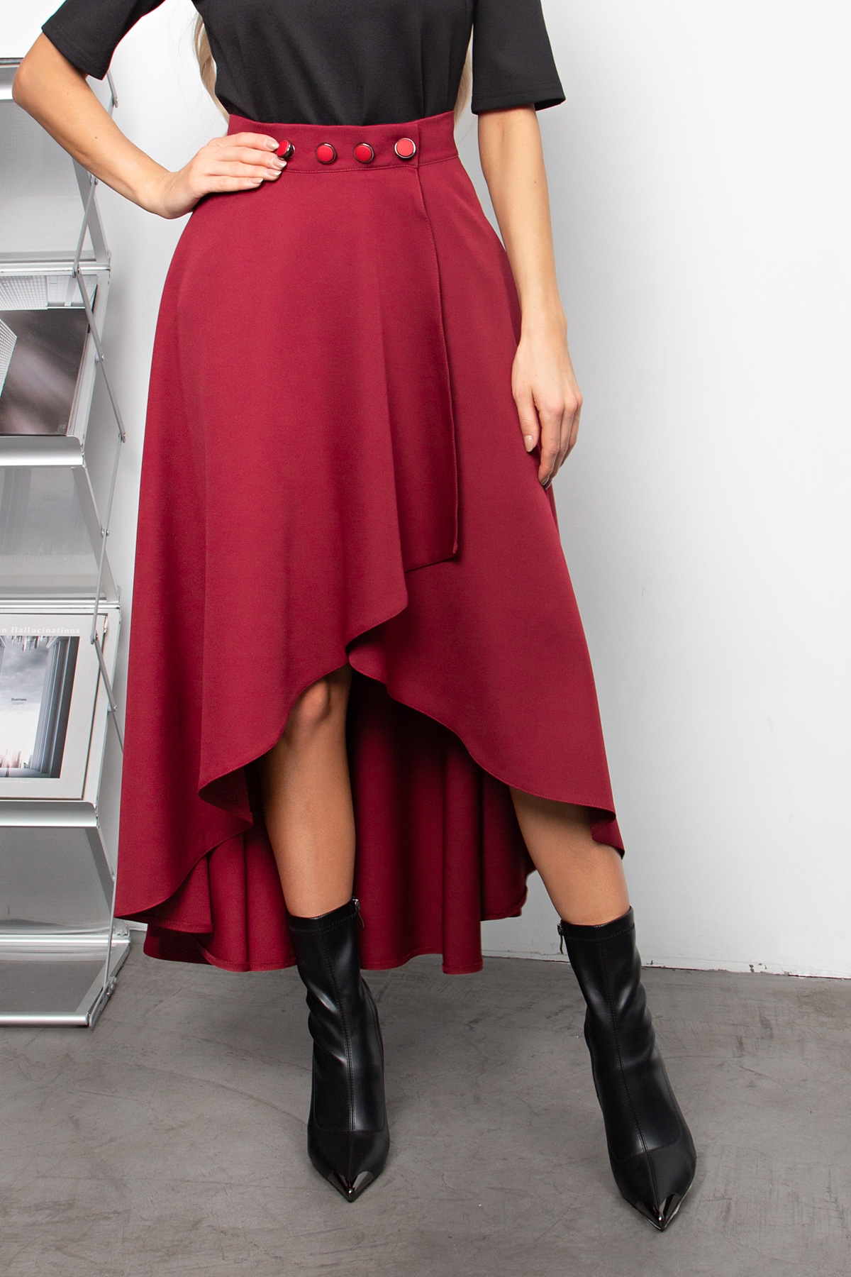 Юбка бордовая на запах Эмбер №1 Valentina(фото3)