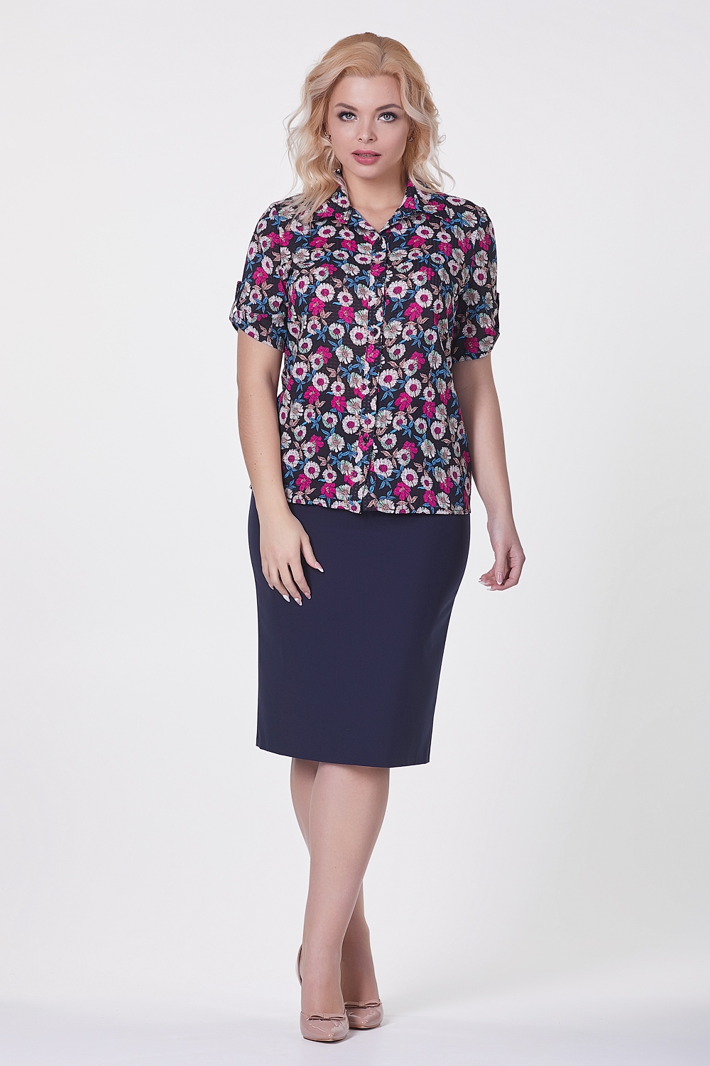 Рубашка с принтом Рубашка Николь №4 (цветы) Valentina(фото2)