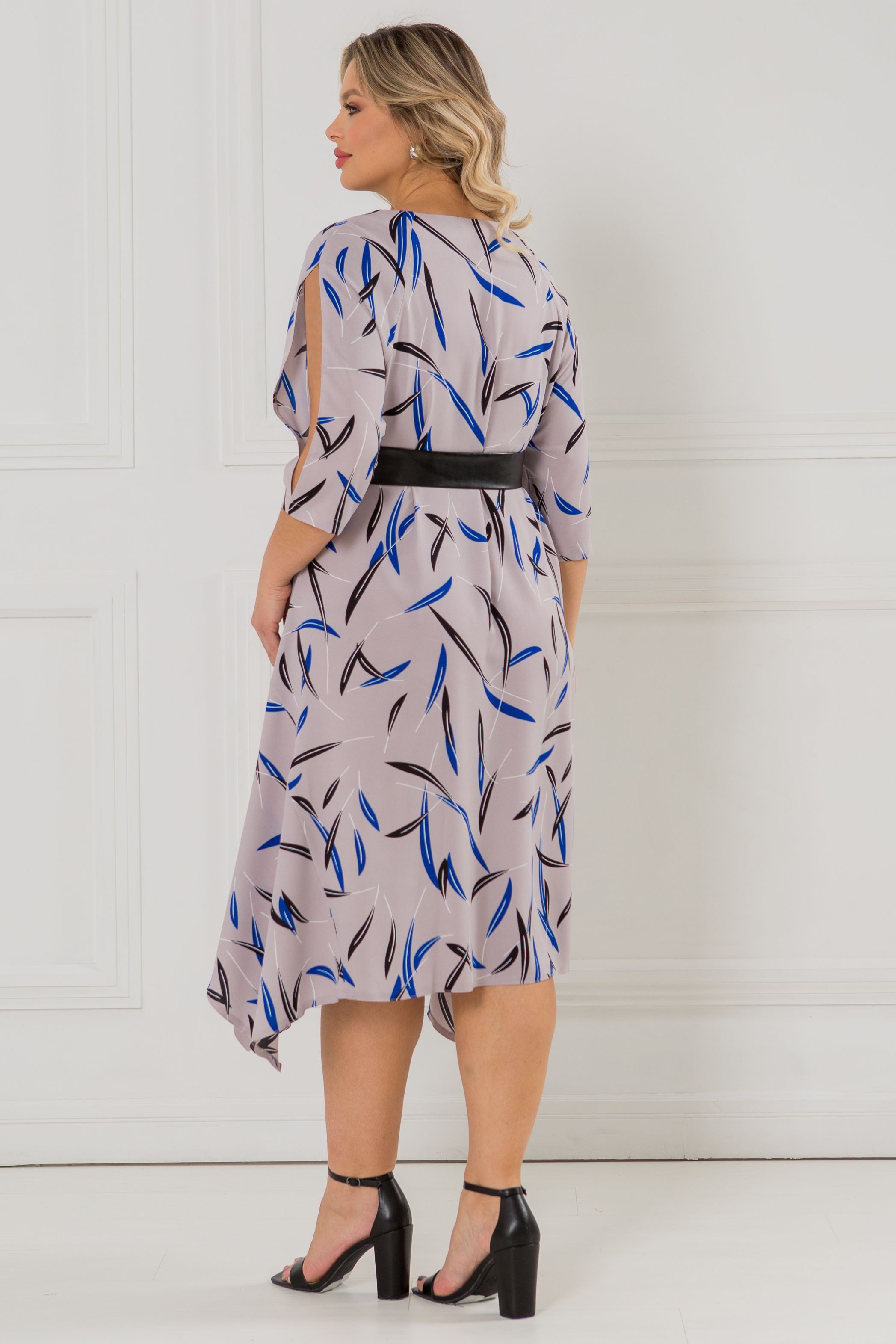 Платье серое с разрезами на рукавах Venusita(фото7)