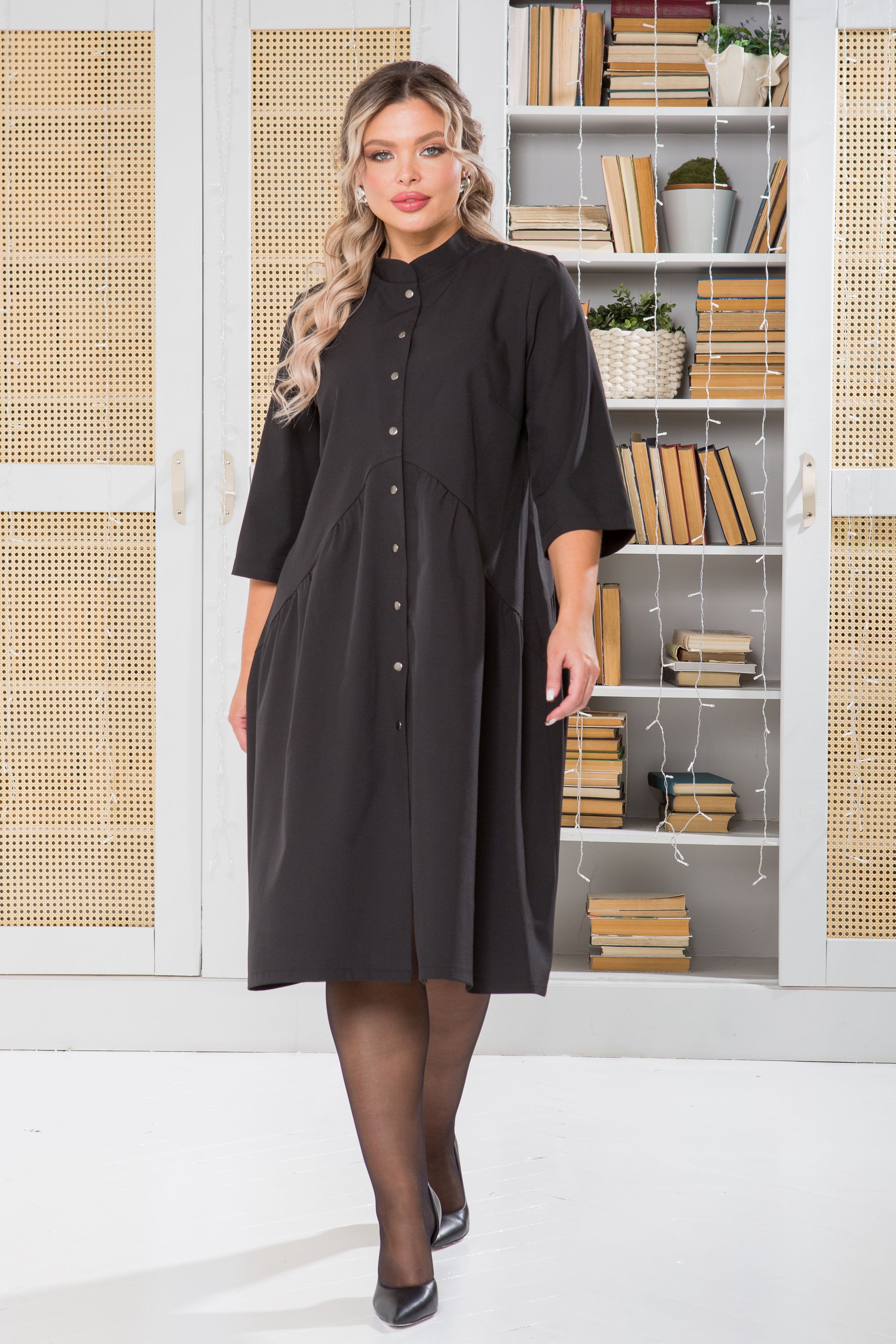 Платье миди чёрное Venusita(фото3)