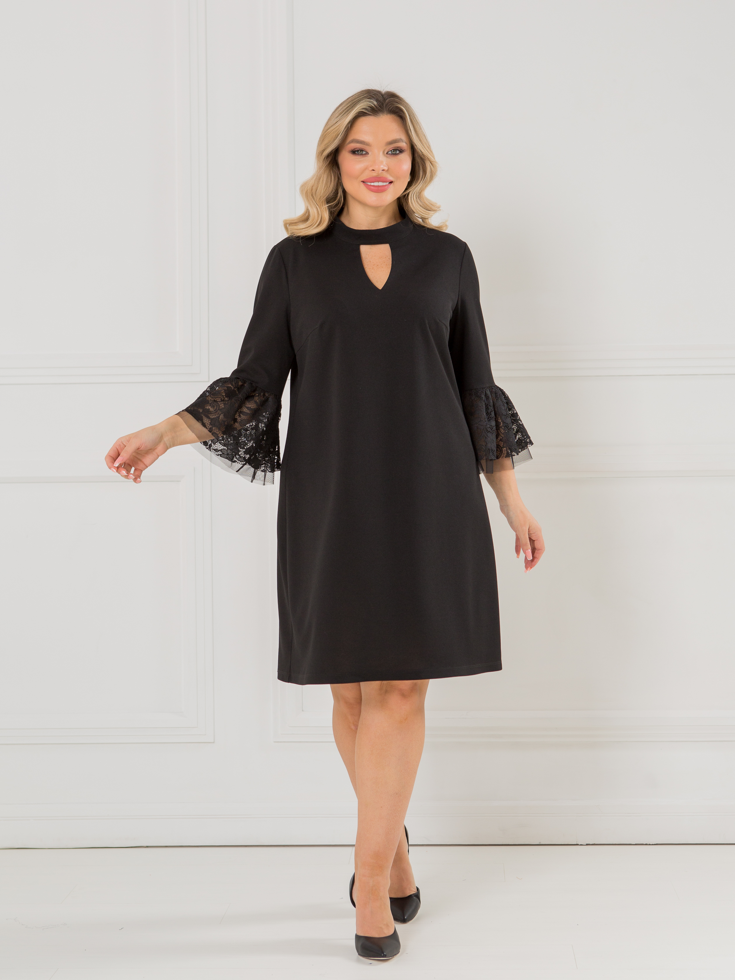 Платье нарядное чёрное из трикотажа Venusita(фото3)