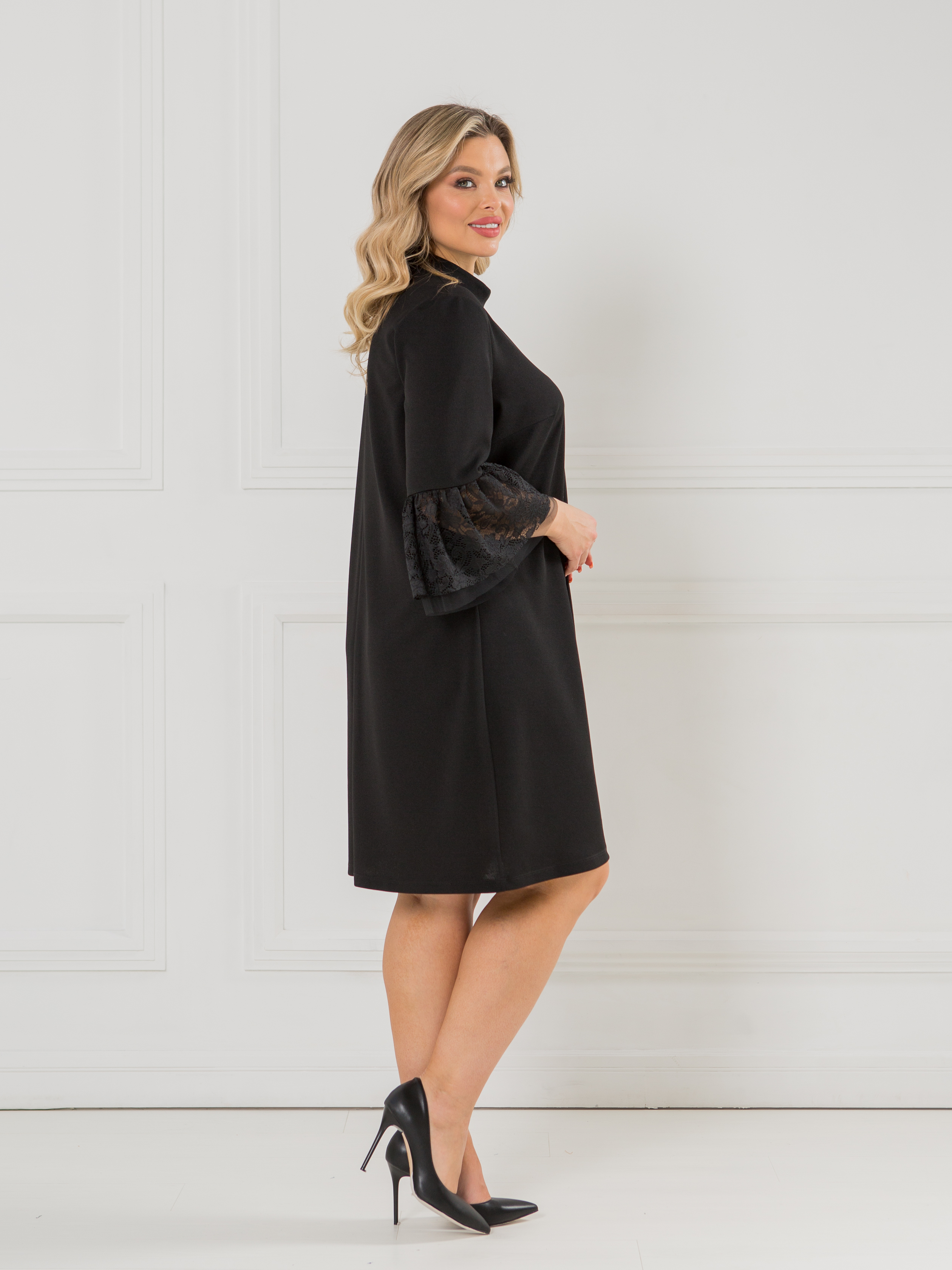 Платье нарядное чёрное из трикотажа Venusita(фото5)