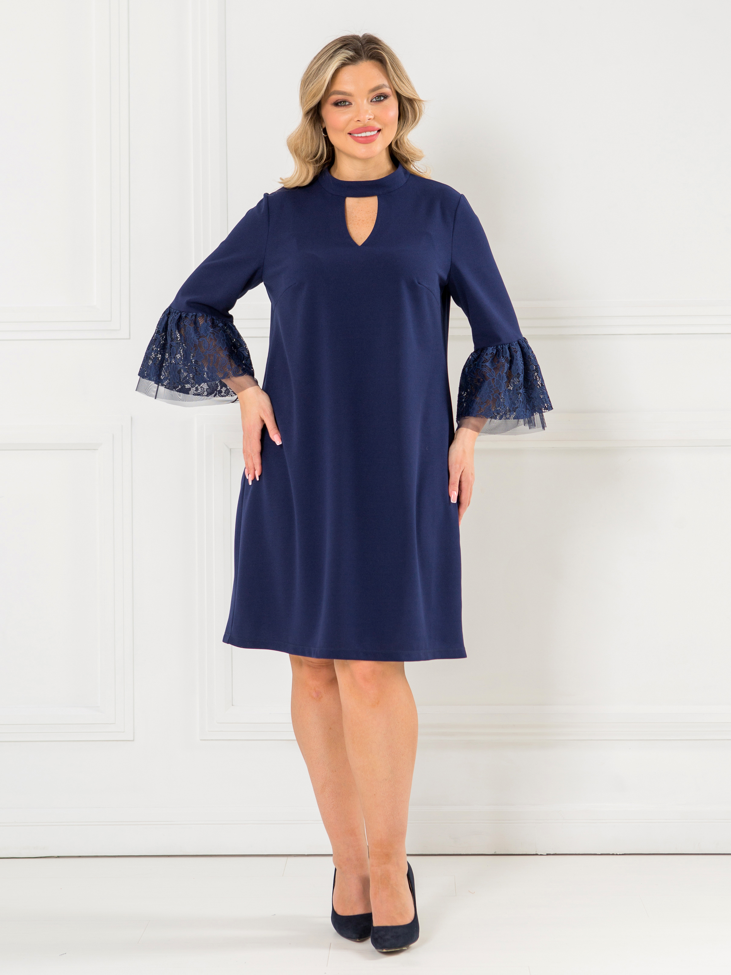 Платье нарядное синее из трикотажа Venusita(фото3)