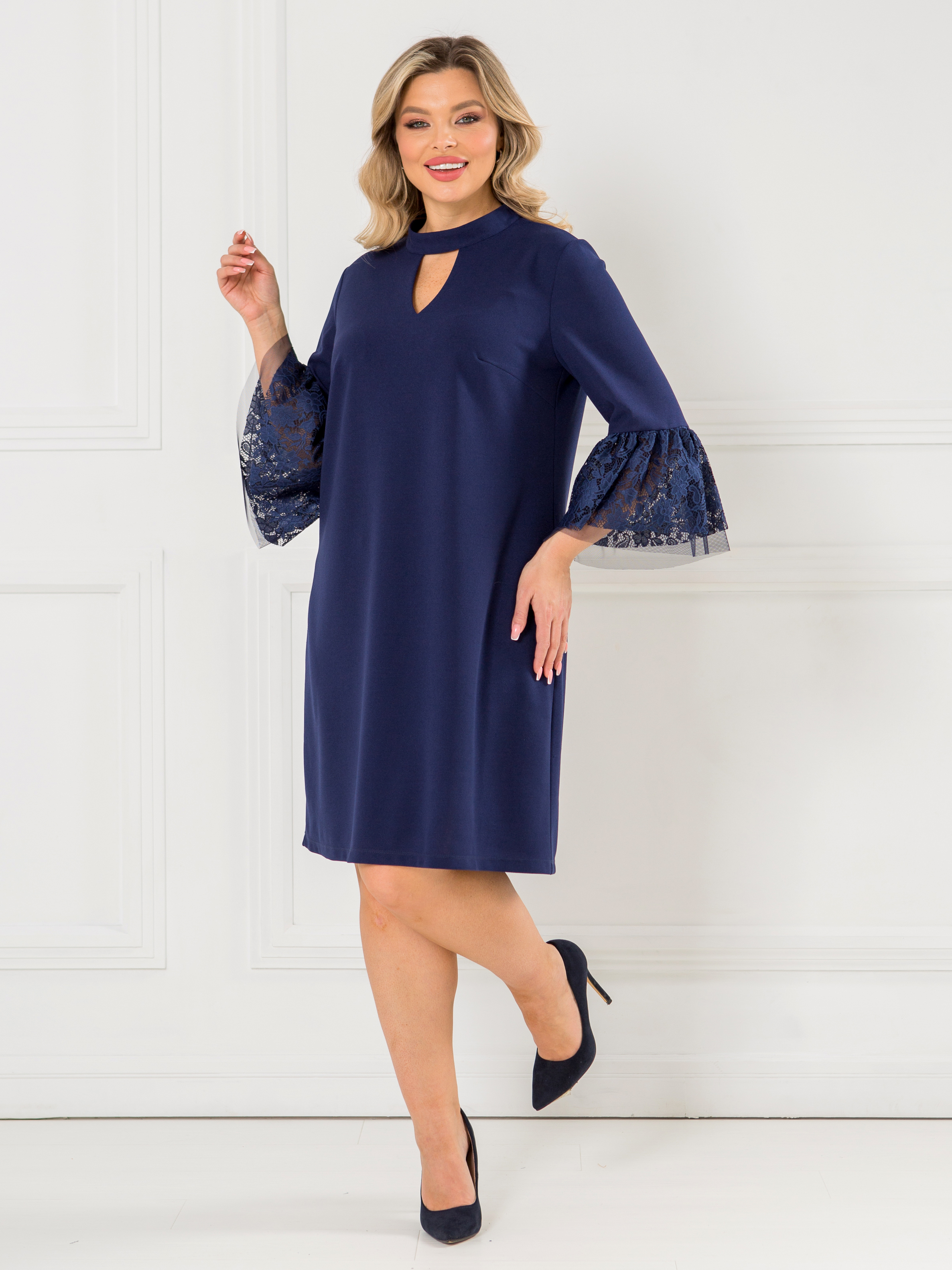 Платье нарядное синее из трикотажа Venusita(фото2)