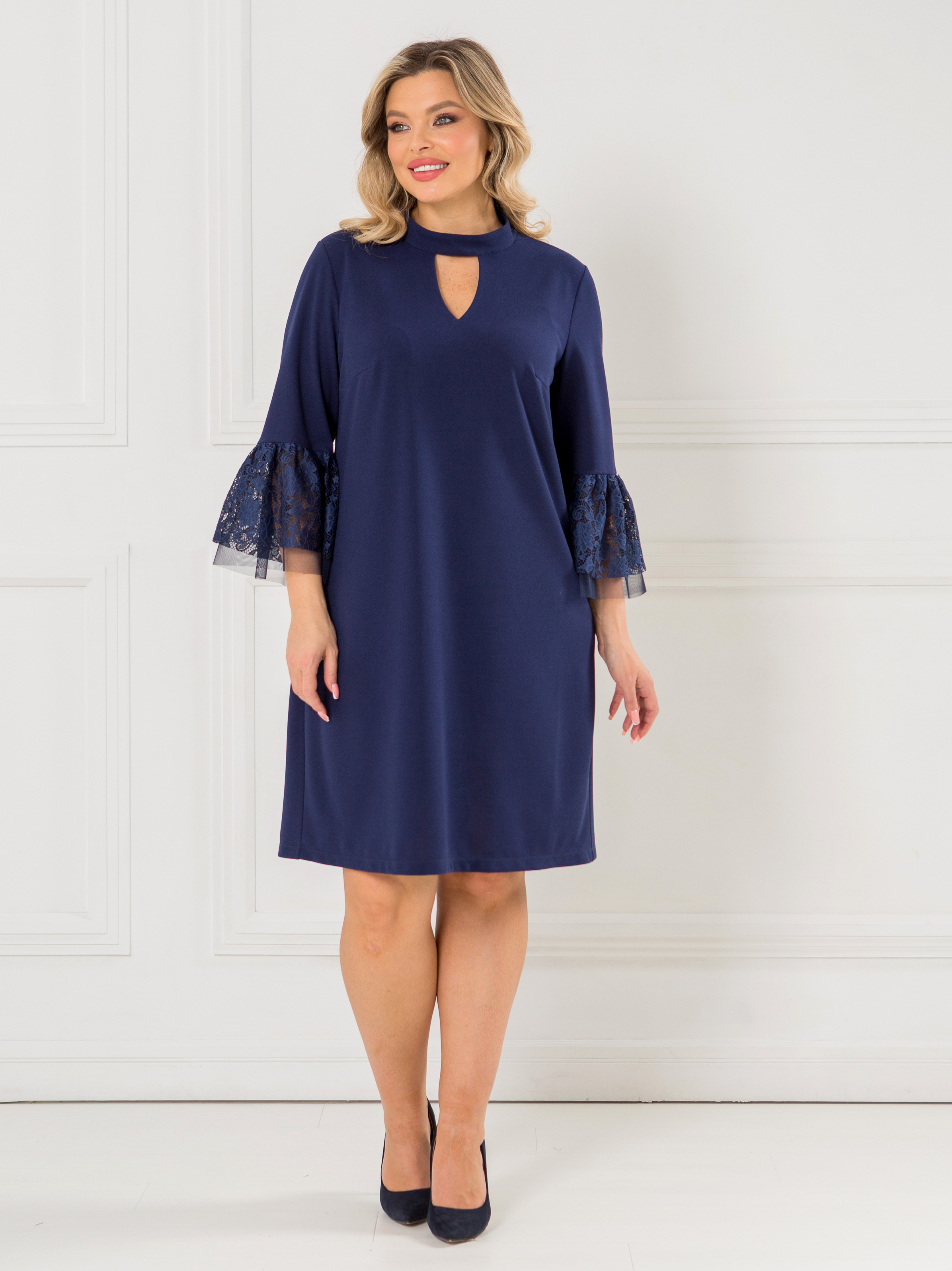 Платье нарядное синее из трикотажа Venusita(фото4)