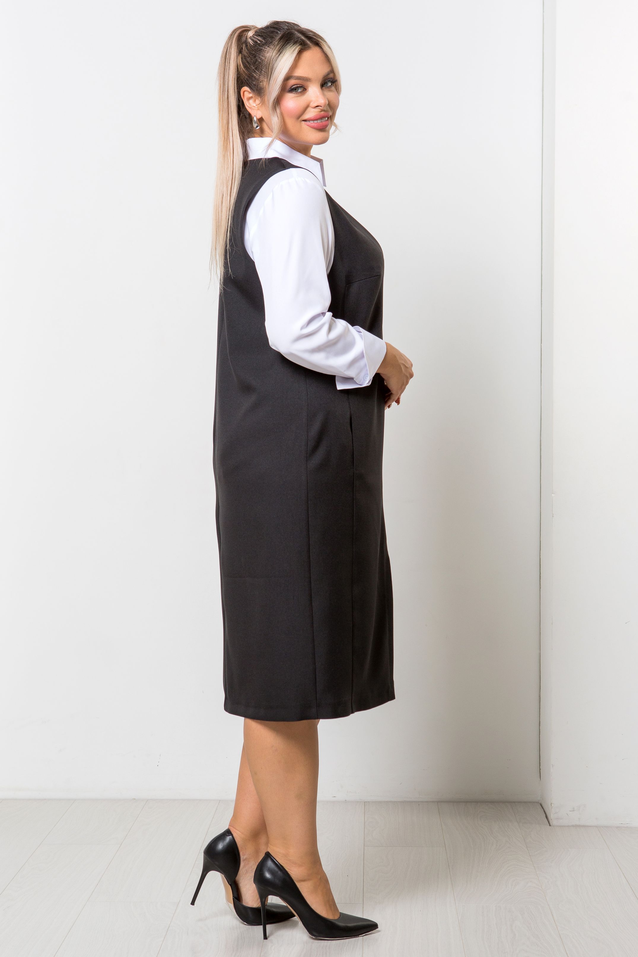 Сарафан чёрный в деловом стиле Venusita(фото5)