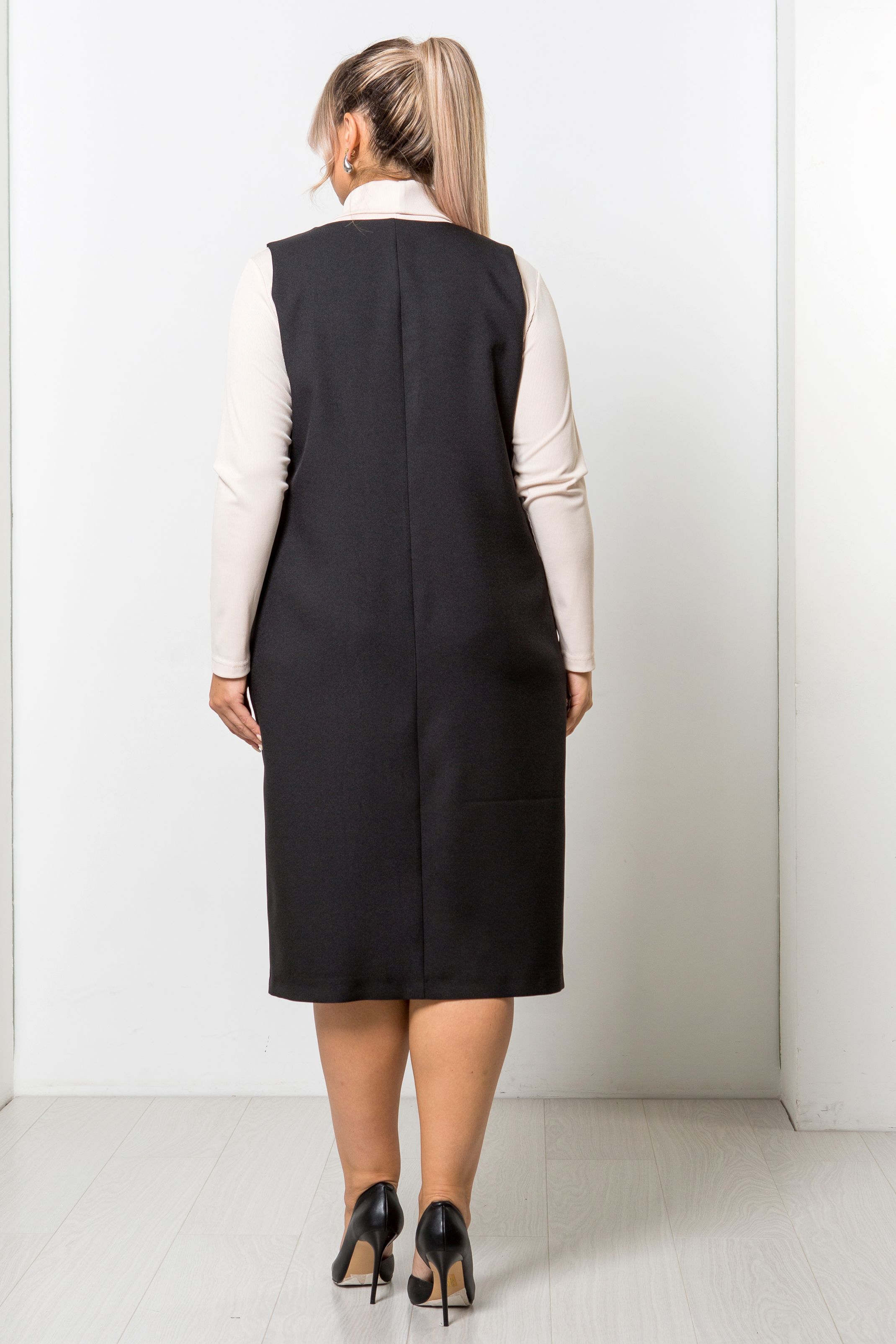 Сарафан чёрный в деловом стиле Venusita(фото7)